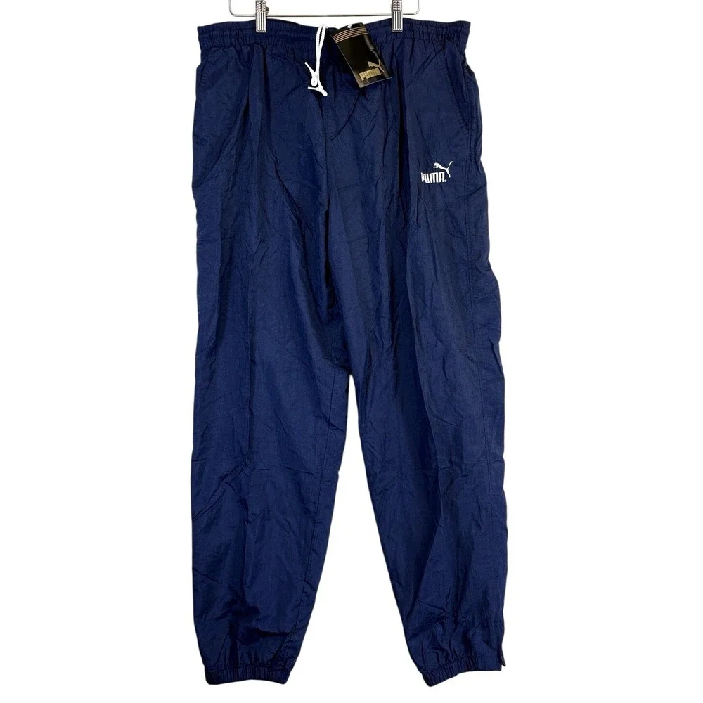 Vintage Puma Pants Men's Large Navy Blue Track Running Activewear New Deadstock - Picture 1 of 12